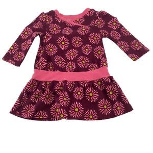 Tea Collection wrap neck dress infant size small 6-12 months maroon pink